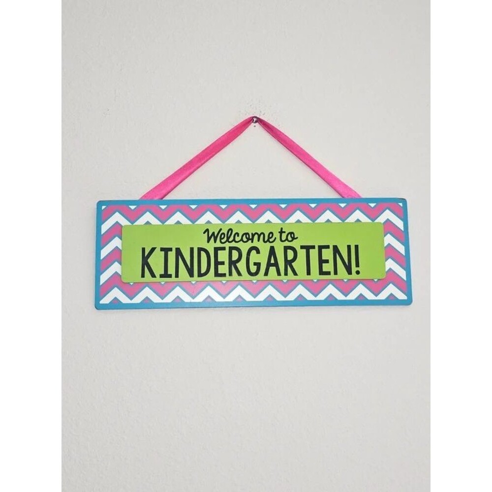 'Welcome to Kindergarten' School Classroom Teacher Colorful Wooden Sign 17" wide